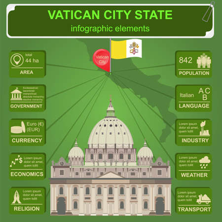 Vatican infographics, statistical data, sights. Vector illustrationのイラスト素材