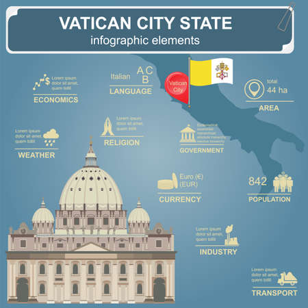 Vatican infographics, statistical data, sights. Vector illustrationのイラスト素材
