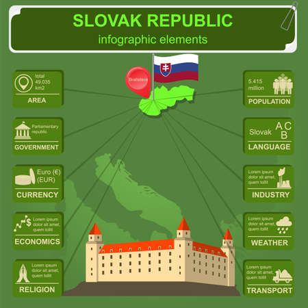Slovakia infographics, statistical data, sights. Vector illustrationのイラスト素材