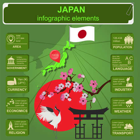 Japan  infographics, statistical data, sights. Vector illustrationのイラスト素材