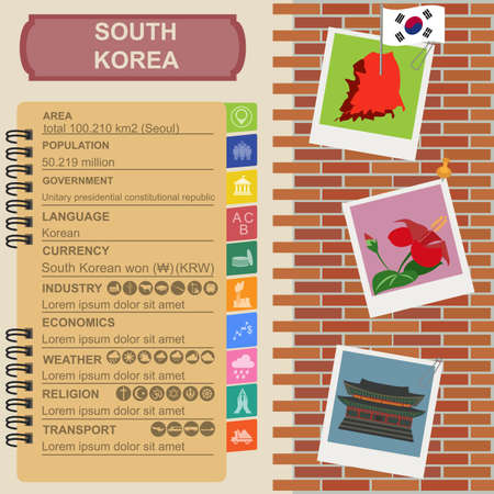 Soutn Korea  infographics, statistical data, sights. Vector illustrationのイラスト素材