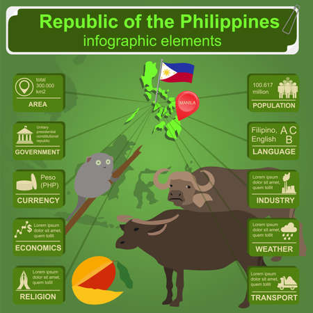 Philippines  infographics, statistical data, sights. Vector illustrationのイラスト素材