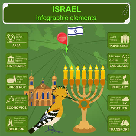 Israel  infographics, statistical data, sights. のイラスト素材