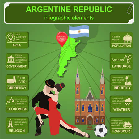 Argentina infographics, statistical data, sights illustrationのイラスト素材
