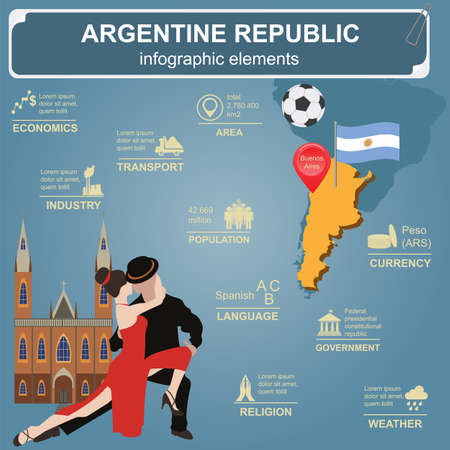 Argentina infographics, statistical data, sights illustrationのイラスト素材