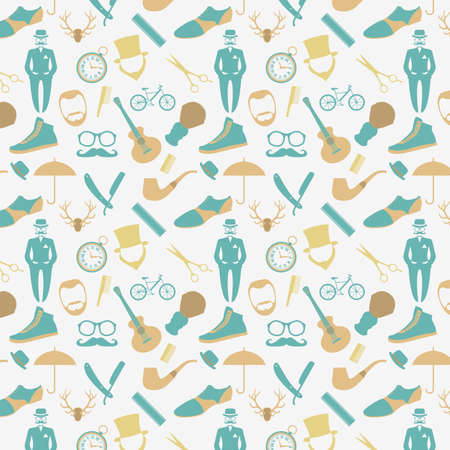 Vintage barber, hairstyle and gentlemen backgroundのイラスト素材