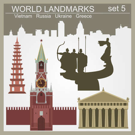 World landmarks icon set. Elements for creating infographics. Vector illustrationのイラスト素材