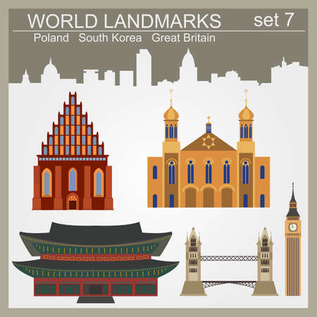 World landmarks icon set. Elements for creating infographics. Vector illustrationのイラスト素材
