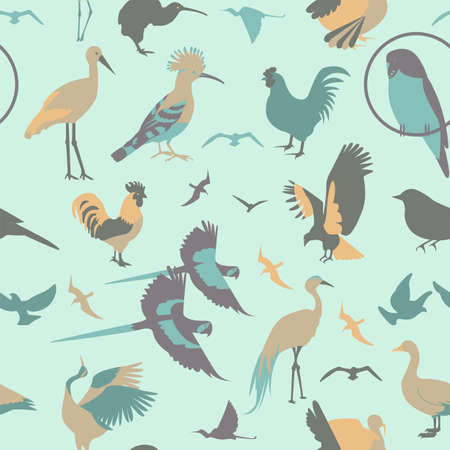 Birds seamless pattern. Vector flat style. Vector illustrationのイラスト素材