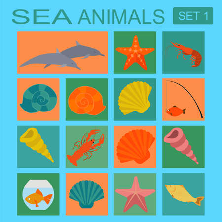 Sea animals icon. Vector illustrationのイラスト素材