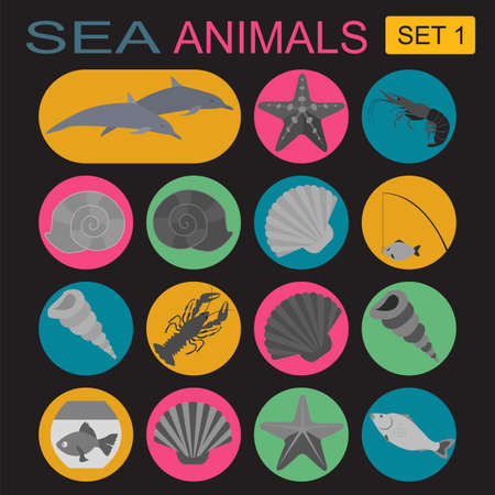 Sea animals icon. Vector illustrationのイラスト素材