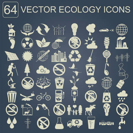 Environment, ecology icon set. Environmental risks, ecosystem. Vector illustrationのイラスト素材