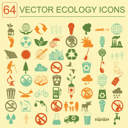 Environment, ecology icon set. Environmental risks, ecosystem. Vector illustrationのイラスト素材