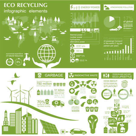 Environment, ecology infographic elements. Environmental risks, ecosystem. Template. Vector illustrationのイラスト素材