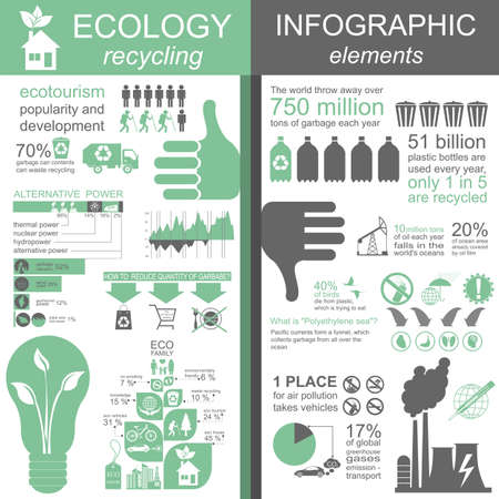 Environment, ecology infographic elements. Environmental risks, ecosystem. Template. Vector illustrationのイラスト素材