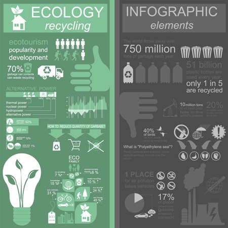 Environment, ecology infographic elements. Environmental risks, ecosystem. Template. Vector illustrationのイラスト素材