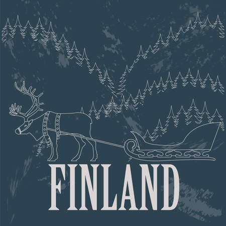 Finland landmarks. Retro styled image. Vector illustrationのイラスト素材