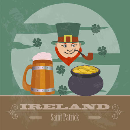 Ireland landmarks. Retro styled image. Vector illustrationのイラスト素材