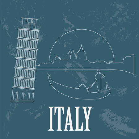 Italian Republic landmarks. Retro styled image. Vector illustrationのイラスト素材