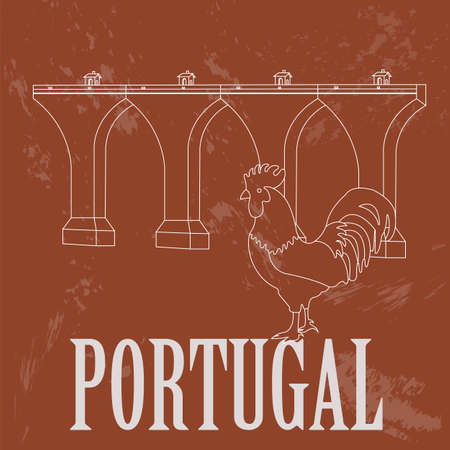 Portugal  landmarks. Retro styled image. Vector illustrationのイラスト素材