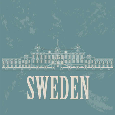 Sweden landmarks. Retro styled image. Vector illustrationのイラスト素材