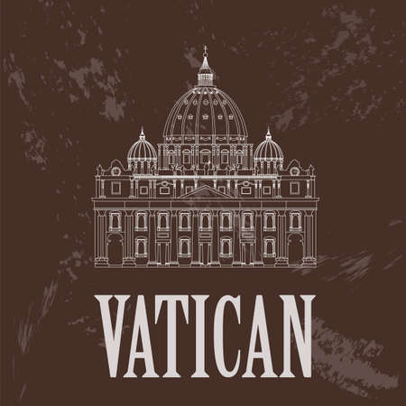 Vatican landmarks. Retro styled image. Vector illustrationのイラスト素材