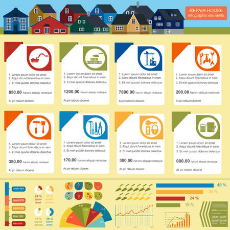 House repair infographic, set elements. Vector illustrationのイラスト素材