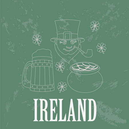 Ireland landmarks. Retro styled image. Vector illustrationのイラスト素材