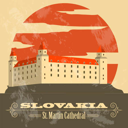 Slovakia landmarks. Retro styled image. Vector illustrationのイラスト素材