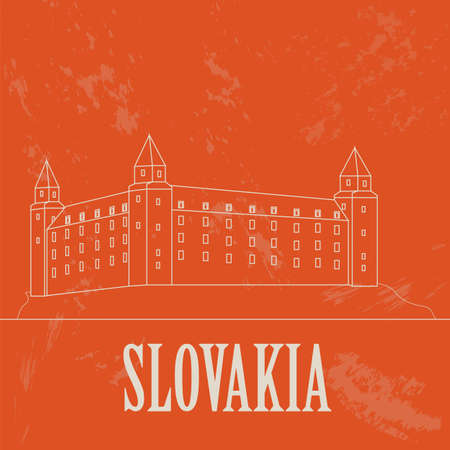 Slovakia landmarks. Retro styled image. Vector illustrationのイラスト素材