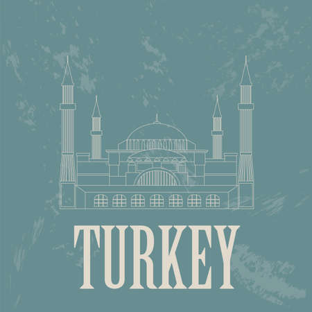 Turkey landmarks. Retro styled image. Vector illustrationのイラスト素材
