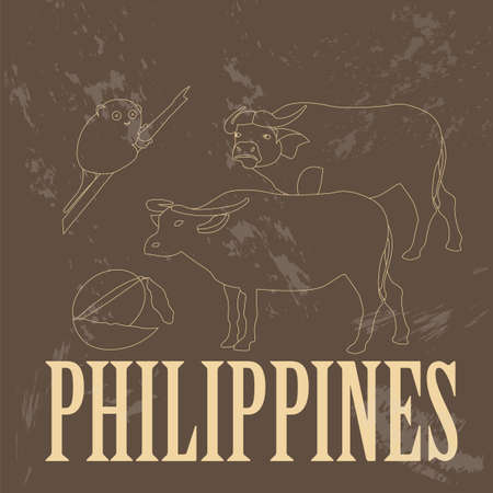 Philippines landmarks. Retro styled image. Vector illustrationのイラスト素材
