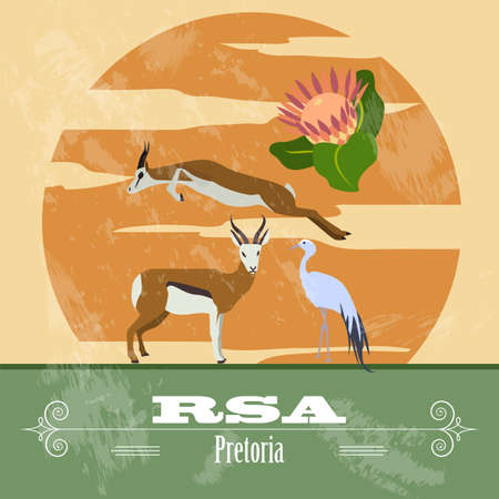 RSA  landmarks. Retro styled image. Vector illustrationのイラスト素材