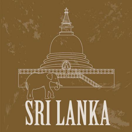 Sri Lanka landmarks. Retro styled image. Vector illustrationのイラスト素材