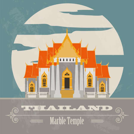 Thailand landmarks. Retro styled image. Vector illustrationのイラスト素材