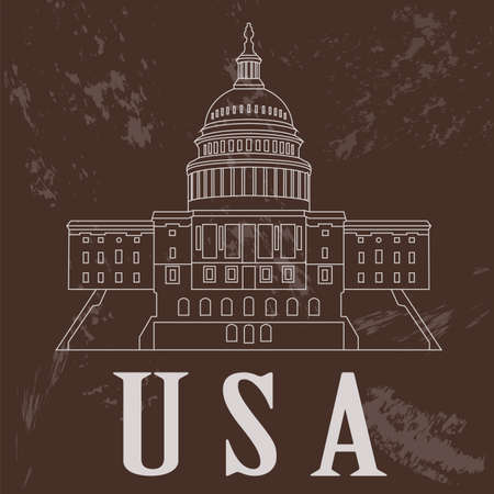 USA landmarks. Retro styled image. Vector illustrationのイラスト素材