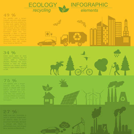 Environment, ecology infographic elements. Environmental risks, ecosystem. Template. Vector illustrationのイラスト素材