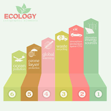 Environment, ecology infographic elements. Environmental risks, ecosystem. Template. Vector illustrationのイラスト素材