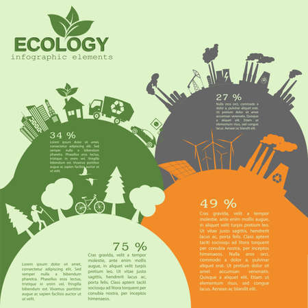 Environment, ecology infographic elements. Environmental risks, ecosystem. Template. Vector illustrationのイラスト素材