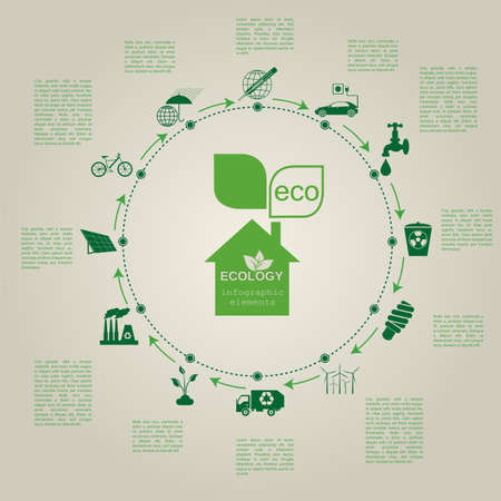 Environment, ecology infographic elements. Environmental risks, ecosystem. Template. Vector illustrationのイラスト素材