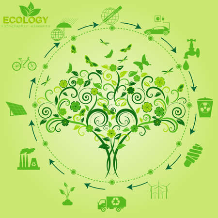 Environment, ecology infographic elements. Environmental risks, ecosystem. Template. Vector illustrationのイラスト素材