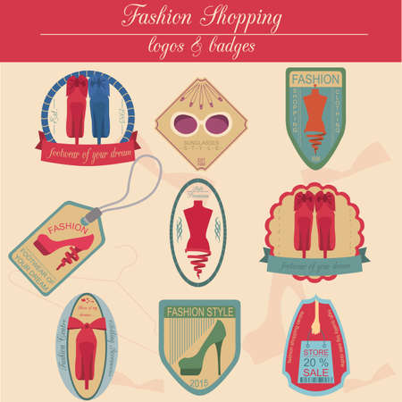 Set of vintage fashion and clothes style logos. Vector logo templates and badgesのイラスト素材
