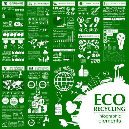 Environment, ecology infographic elements. Environmental risks, ecosystem. Template. Vector illustrationのイラスト素材