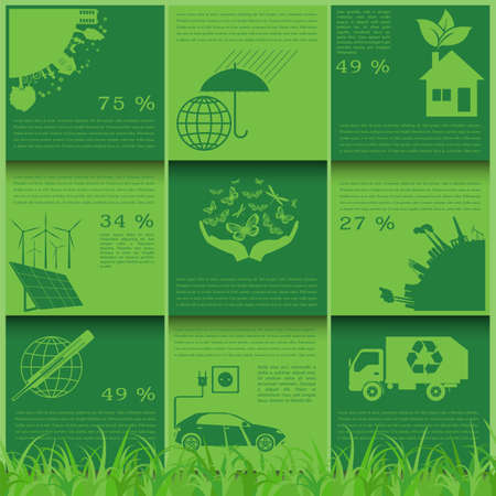 Environment, ecology infographic elements. Environmental risks, ecosystem. Template. Vector illustrationのイラスト素材