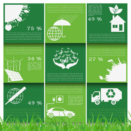 Environment, ecology infographic elements. Environmental risks, ecosystem. Template. Vector illustrationのイラスト素材