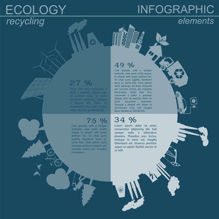 Environment, ecology infographic elements. Environmental risks, ecosystem. Template. Vector illustrationのイラスト素材