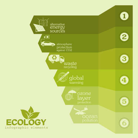 Environment, ecology infographic elements. Environmental risks, ecosystem. Template. Vector illustrationのイラスト素材