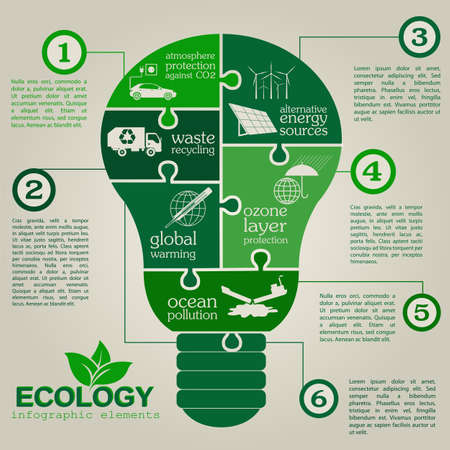Environment, ecology infographic elements. Environmental risks, ecosystem. Template. Vector illustrationのイラスト素材