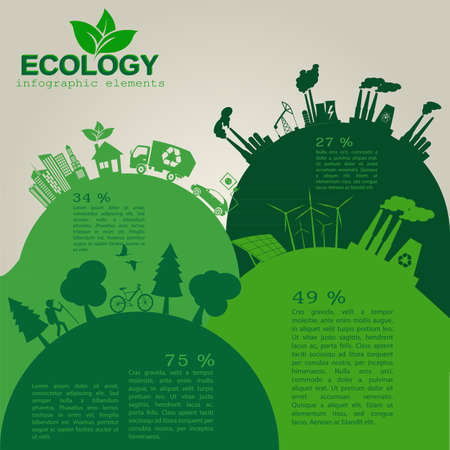 Environment, ecology infographic elements. Environmental risks, ecosystem. Template. Vector illustrationのイラスト素材
