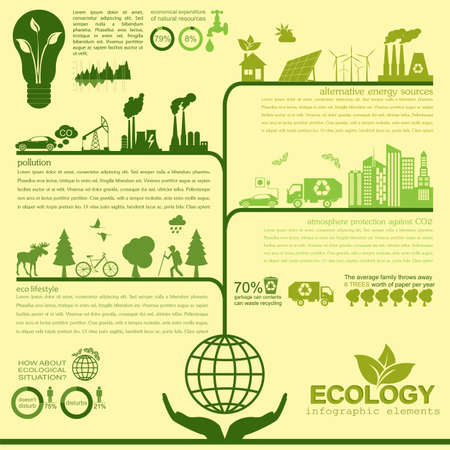 Environment, ecology infographic elements. Environmental risks, ecosystem. Template. Vector illustrationのイラスト素材